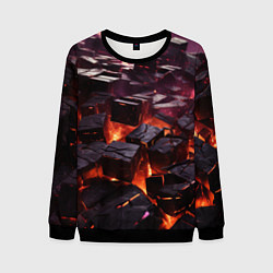 Свитшот мужской Черные абстрактные квадратные камни в лаве, цвет: 3D-черный