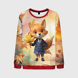 Свитшот мужской Осенняя лисичка в школьной форме, цвет: 3D-красный