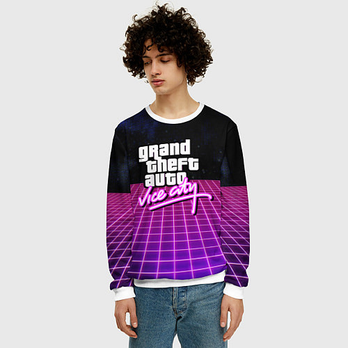Мужской свитшот GTA retro wave / 3D-Белый – фото 3