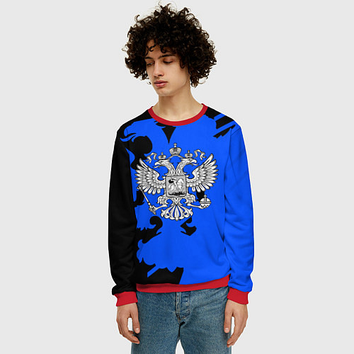Мужской свитшот Россия герб патриот / 3D-Красный – фото 3