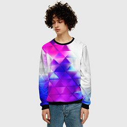 Свитшот мужской Неоновые треугольники абстракция, цвет: 3D-черный — фото 2