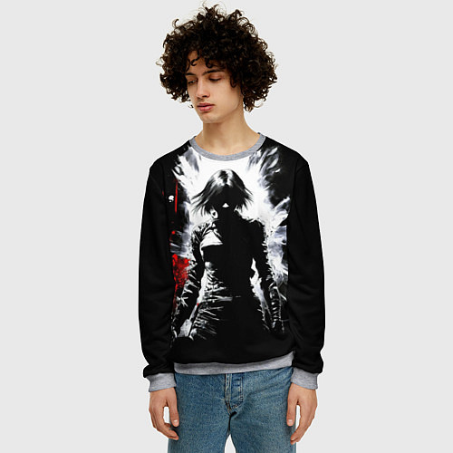 Мужской свитшот Воин девушка / 3D-Меланж – фото 3