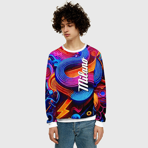 Мужской свитшот Colourful abstraction - Milano / 3D-Белый – фото 3