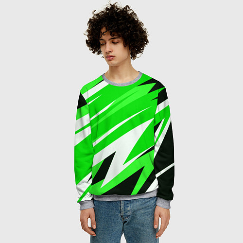 Мужской свитшот Geometry stripes green / 3D-Меланж – фото 3