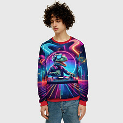 Свитшот мужской Dino DJ - neon glow, цвет: 3D-красный — фото 2