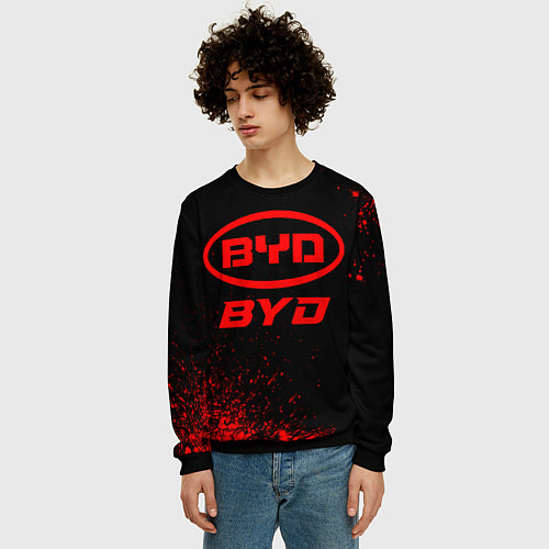 Мужской свитшот BYD - red gradient / 3D-Черный – фото 3