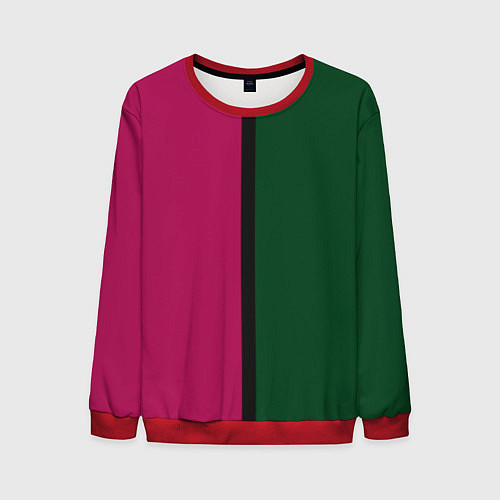 Мужской свитшот Полосы фуксия, зеленый и черный / 3D-Красный – фото 1