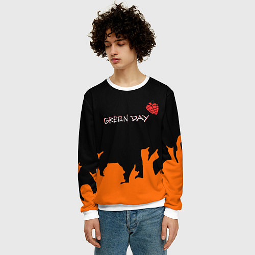 Мужской свитшот Green day rock / 3D-Белый – фото 3