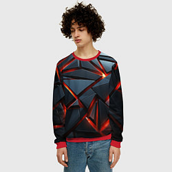 Свитшот мужской Геометрические плиты со светом, цвет: 3D-красный — фото 2