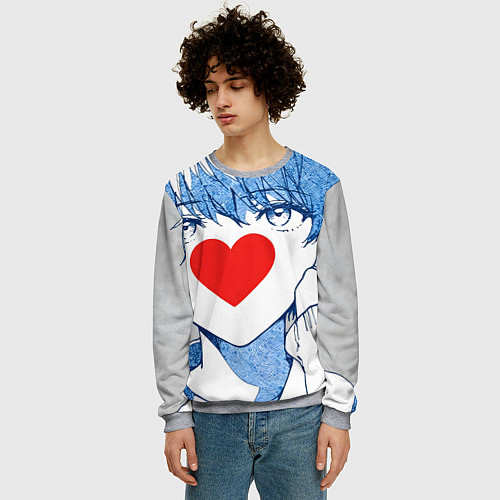 Мужской свитшот Манга a boy love / 3D-Меланж – фото 3