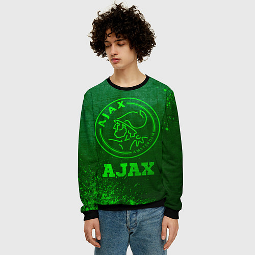 Мужской свитшот Ajax - green gradient / 3D-Черный – фото 3