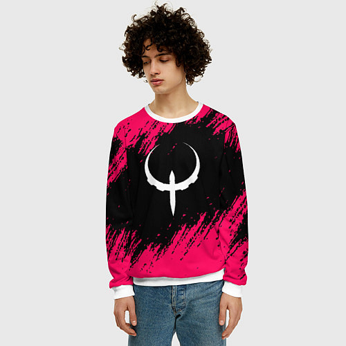 Мужской свитшот Quake розовые краски / 3D-Белый – фото 3