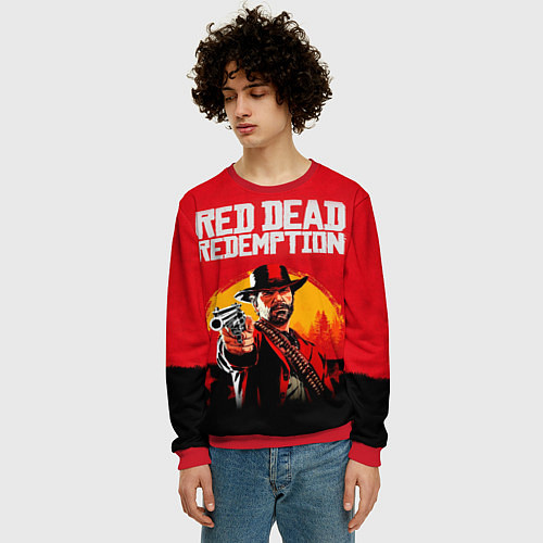 Мужской свитшот Red Dead Redemption - cowboys / 3D-Красный – фото 3