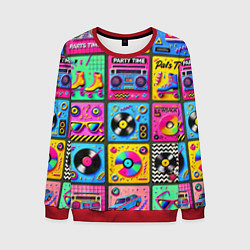 Свитшот мужской Вибрации 90-х вечеринка в стиле ретро, цвет: 3D-красный