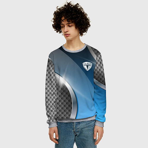 Мужской свитшот Tesla carbon steel / 3D-Меланж – фото 3