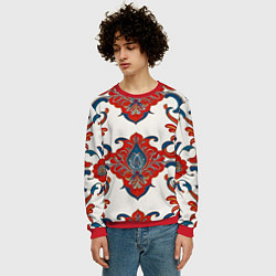 Свитшот мужской Узор красно-синий на белом фоне, цвет: 3D-красный — фото 2