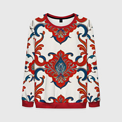 Мужской свитшот Узор красно-синий на белом фоне