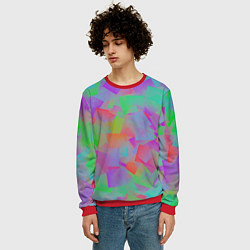 Свитшот мужской Разноцветные слайды - абстракция, цвет: 3D-красный — фото 2