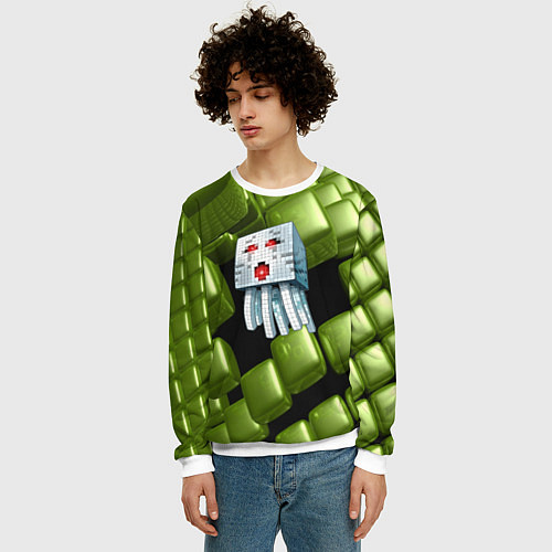 Мужской свитшот Minecraft ghost / 3D-Белый – фото 3