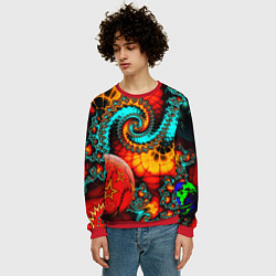 Свитшот мужской Фрактальный узор из фигур, цвет: 3D-красный — фото 2