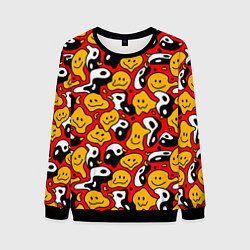 Мужской свитшот Смайлики разноцветный паттерн