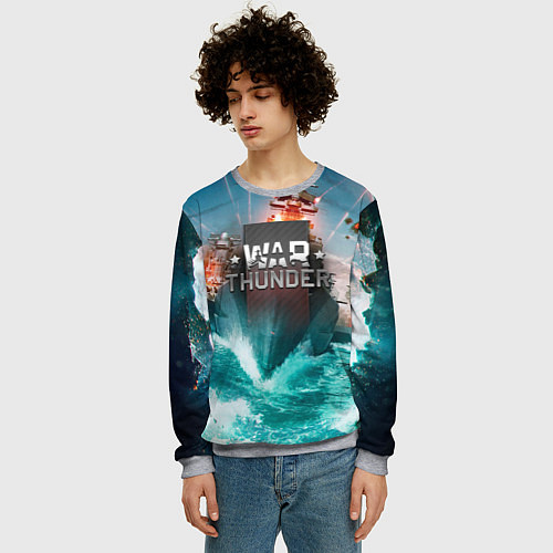 Мужской свитшот Wartunder корабль авианосец / 3D-Меланж – фото 3
