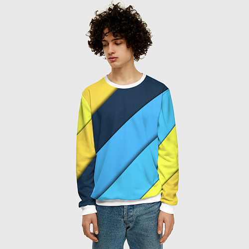 Мужской свитшот Линии геометрия / 3D-Белый – фото 3