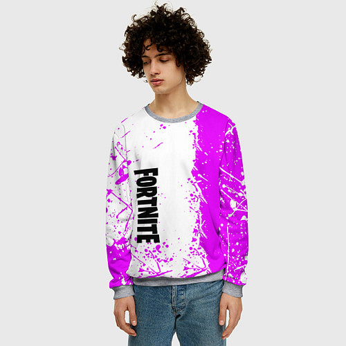 Мужской свитшот Fortnite pink color / 3D-Меланж – фото 3