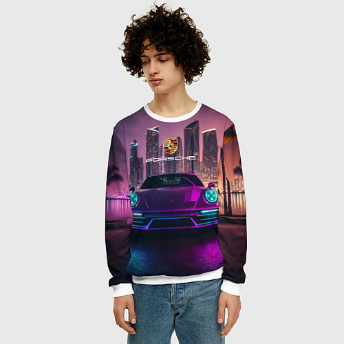 Мужской свитшот Porshe big city / 3D-Белый – фото 3