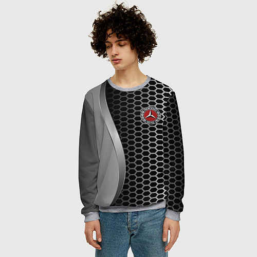 Мужской свитшот Mercedes металическая сетка / 3D-Меланж – фото 3