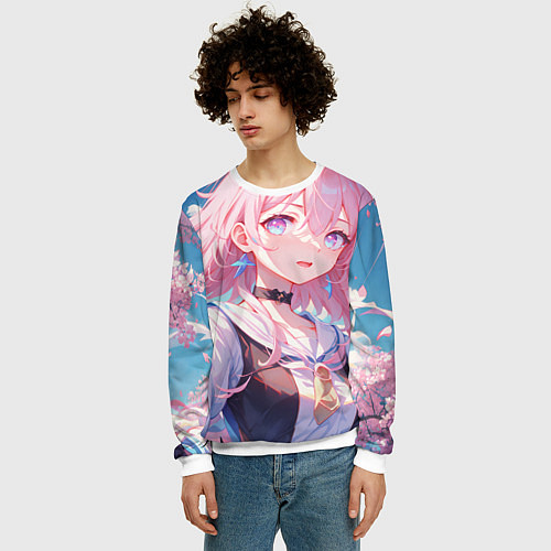 Мужской свитшот Honkai Star Rail March 7th beauty / 3D-Белый – фото 3