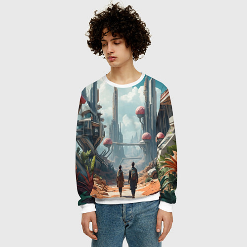 Мужской свитшот Планета фантастика / 3D-Белый – фото 3