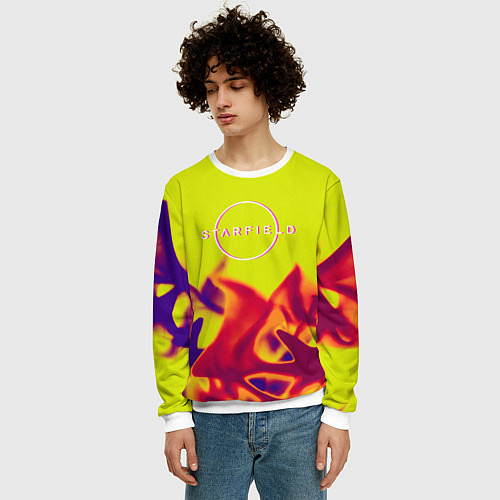 Мужской свитшот Starfield fire steel / 3D-Белый – фото 3