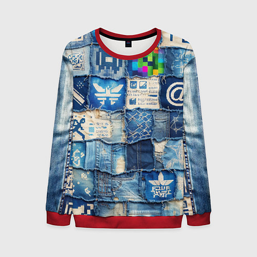 Мужской свитшот Пэчворк с игровыми значками / 3D-Красный – фото 1