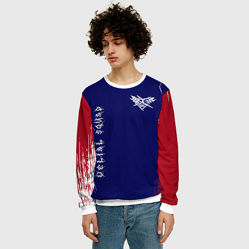 Мужской свитшот Velial squad - red abstract / 3D-Белый – фото 3