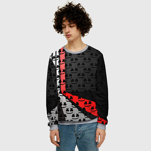 Мужской свитшот Marshmello pattern / 3D-Меланж – фото 3