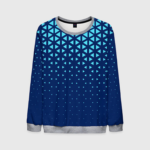 Мужской свитшот Геометрический градиент - сине-голубой / 3D-Меланж – фото 1