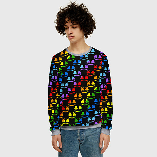 Мужской свитшот Marshmello pattern neon / 3D-Меланж – фото 3