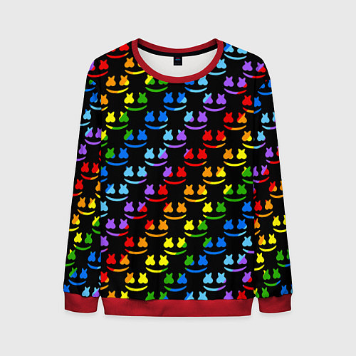 Мужской свитшот Marshmello pattern neon / 3D-Красный – фото 1