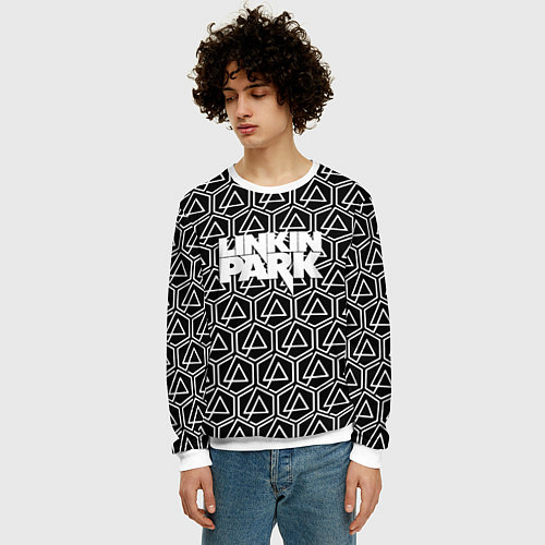 Мужской свитшот Linkin park pattern / 3D-Белый – фото 3