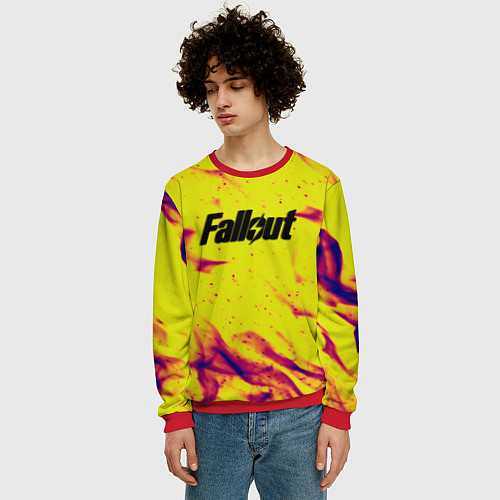 Мужской свитшот Fallout fire steel / 3D-Красный – фото 3