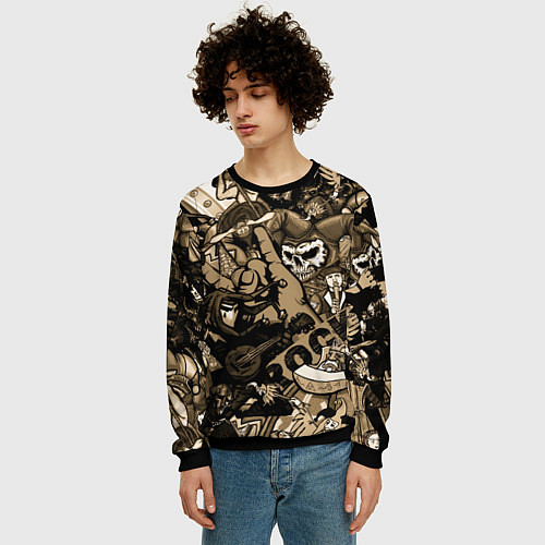 Мужской свитшот Король и шут средневековья играют рок / 3D-Черный – фото 3