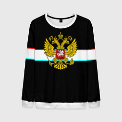 Свитшот мужской Герб РФ спорт полоса, цвет: 3D-белый