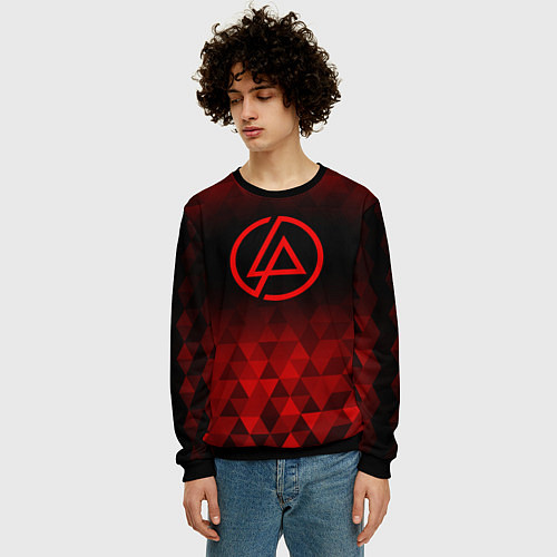 Мужской свитшот Linkin Park red poly / 3D-Черный – фото 3