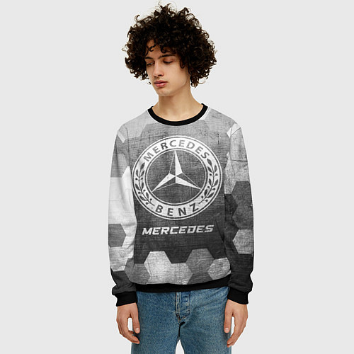 Мужской свитшот Mercedes - grey gradient / 3D-Черный – фото 3