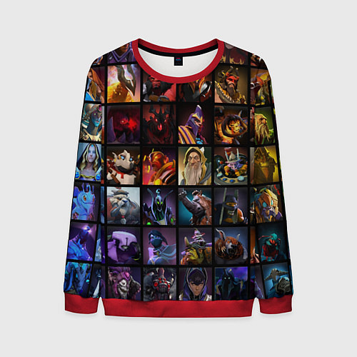 Мужской свитшот Dota 2 - все персонажи / 3D-Красный – фото 1