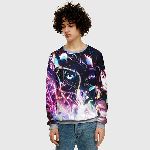 Мужской свитшот Фрактальный узор текстура / 3D-Меланж – фото 3