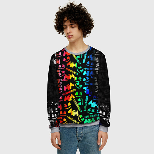 Мужской свитшот Marshmello neon color / 3D-Меланж – фото 3