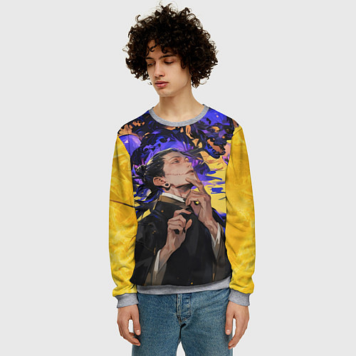 Мужской свитшот Гето Сугуру пламя / 3D-Меланж – фото 3