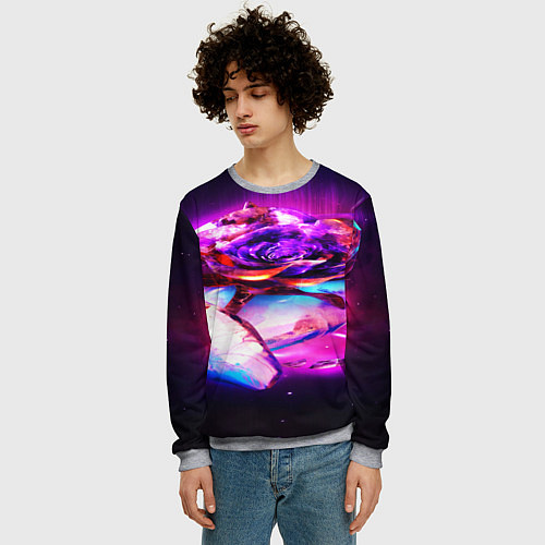 Мужской свитшот Неоновые абстракция краски / 3D-Меланж – фото 3